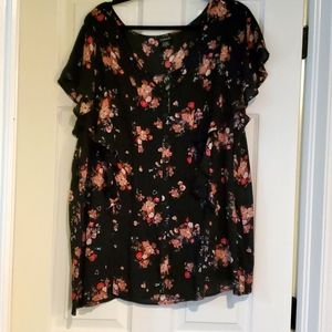 Torrid black floral chiffon blouse size 3